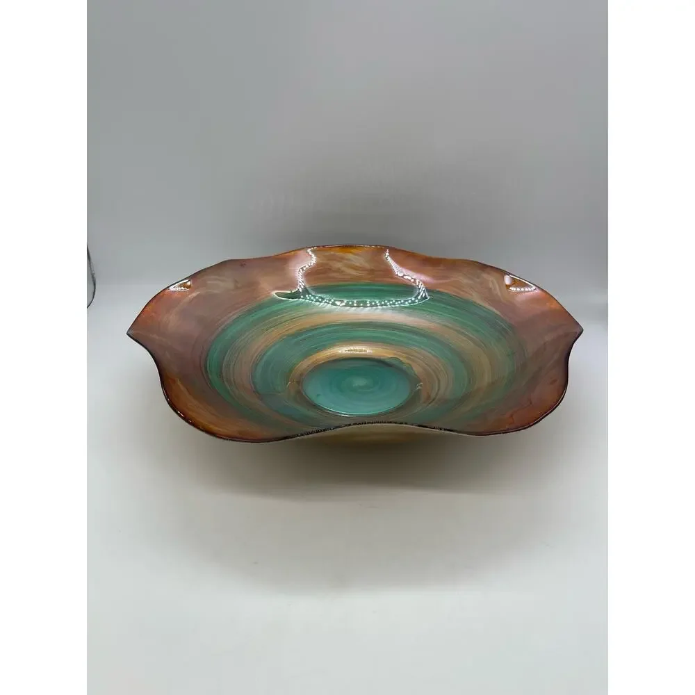 Quadrifoglio Glass Swirl Ruffle Edge Bowl 13 1/2” Italy